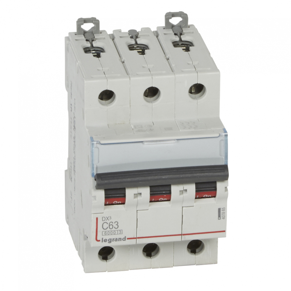 

Выключатель автоматический Legrand DX3 трехполюсный (3P/3П) 63А C 6kA/10kA (407865)
