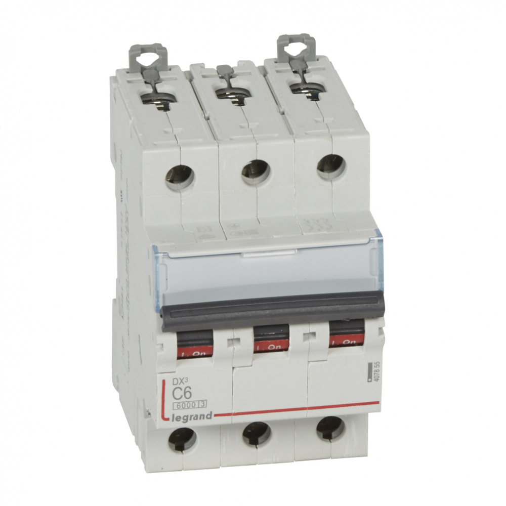 

Выключатель автоматический Legrand DX3 трехполюсный (3P/3П) 6А C 6kA/10kA (407855)