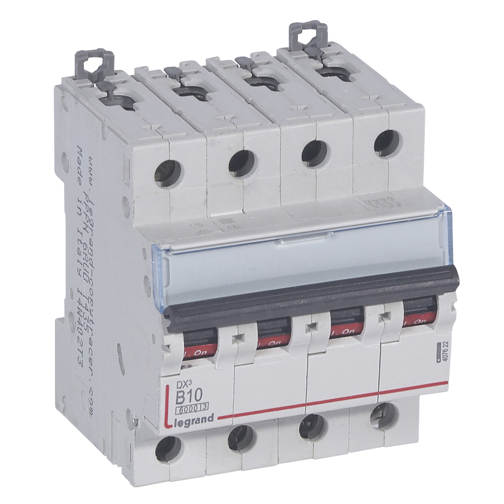 

Выключатель автоматический Legrand DX3 четырехполюсный (4P/4П) 10А B 6kA/10kA (407622)