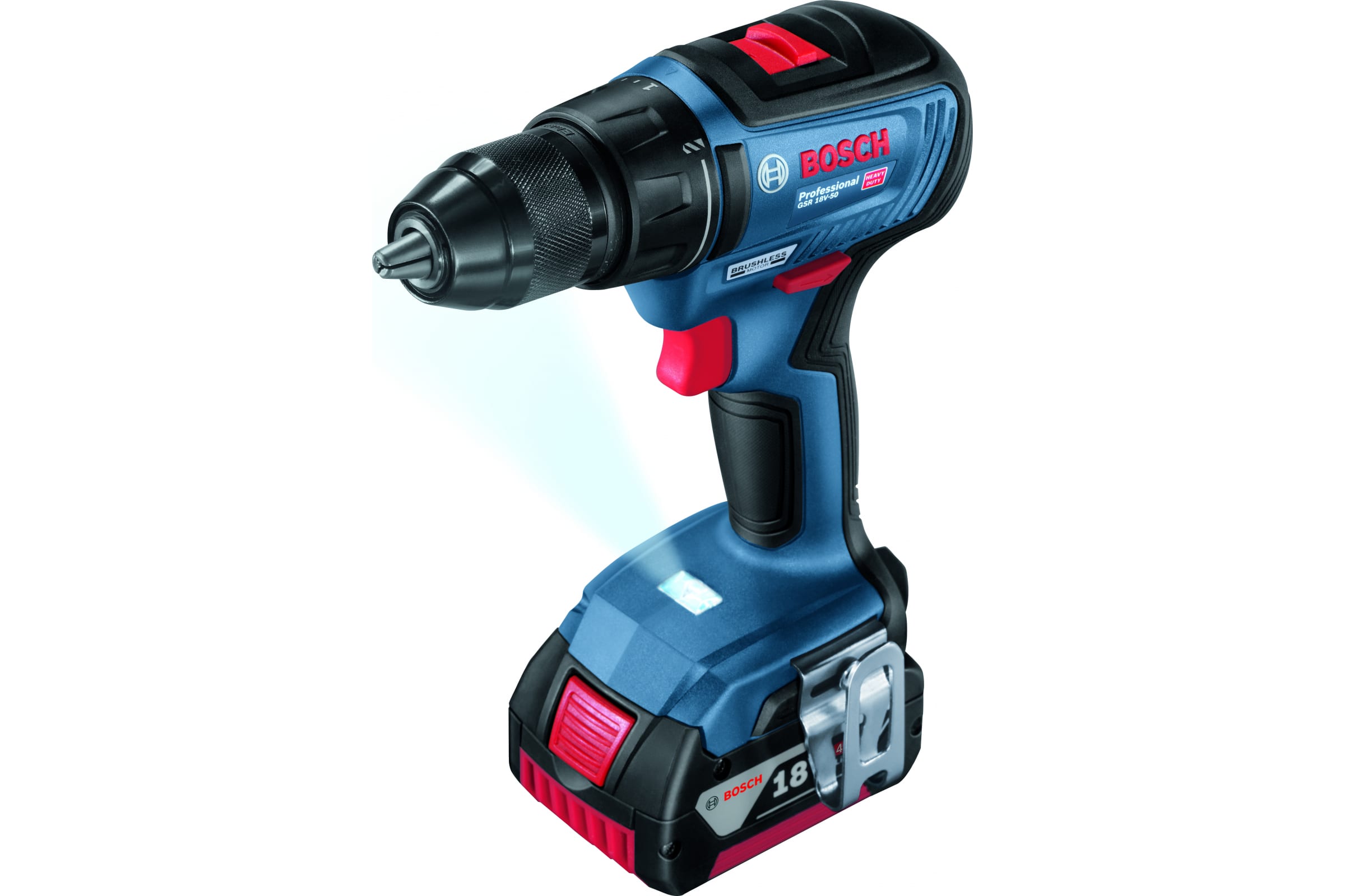 

Дрель-шуруповерт Bosch GSR 18V-50, аккумуляторный, 50 Н·м, 1800 об/мин, 18V, 4 А·ч, Li-Ion, быстрозажимной патрон, кейс, 1.4кг (06019H5021), GSR 18V-50