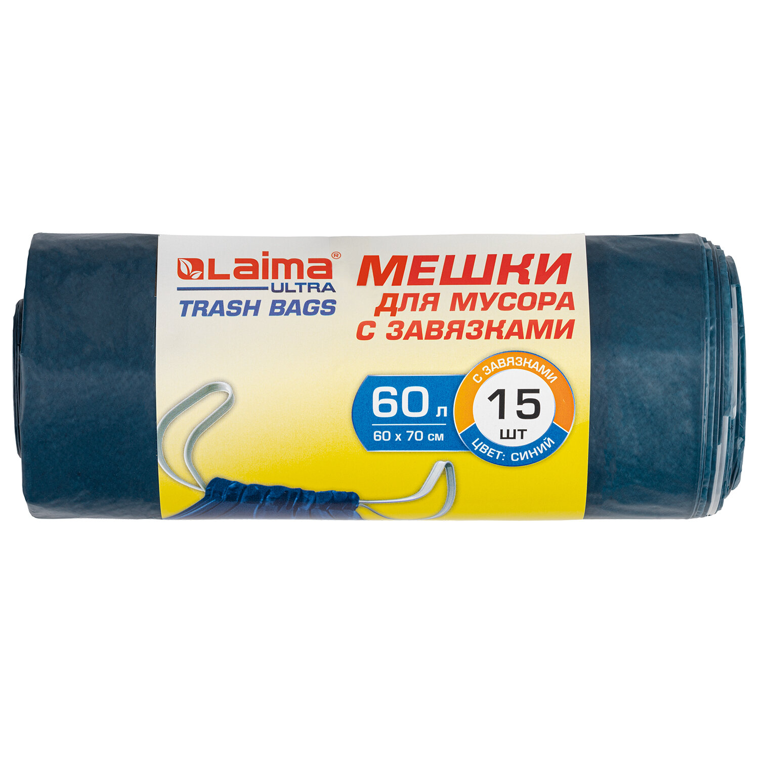 

Мешки для мусора LAIMA ULTRA 60л, 15шт., синий (607696), 0