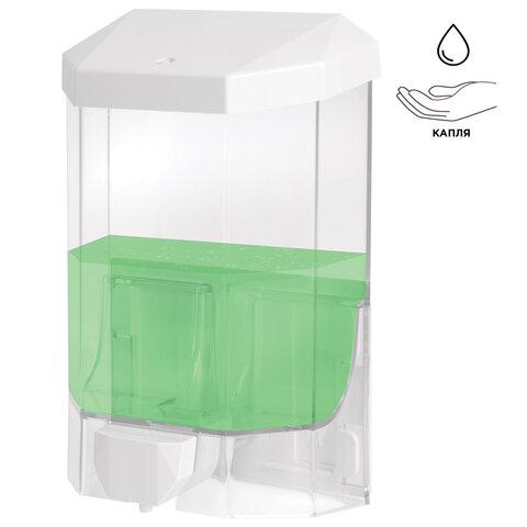 Дозатор для жидкого мыла LAIMA PROFESSIONAL INOX, пластик, 1л, белый/прозрачный (605773), цвет белый/прозрачный - фото 1