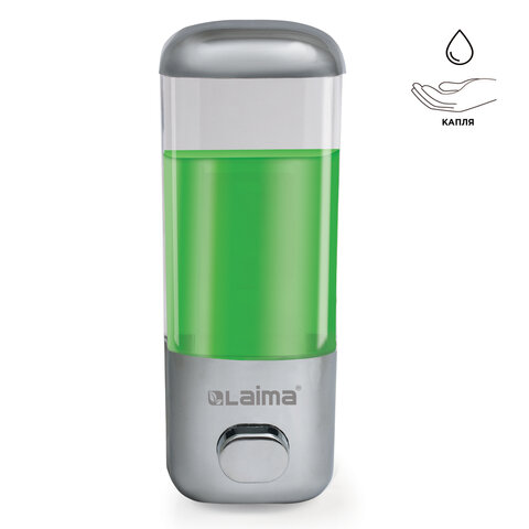 Дозатор для жидкого мыла LAIMA BASIC, пластик, 500мл, хром (601793) - фото 1