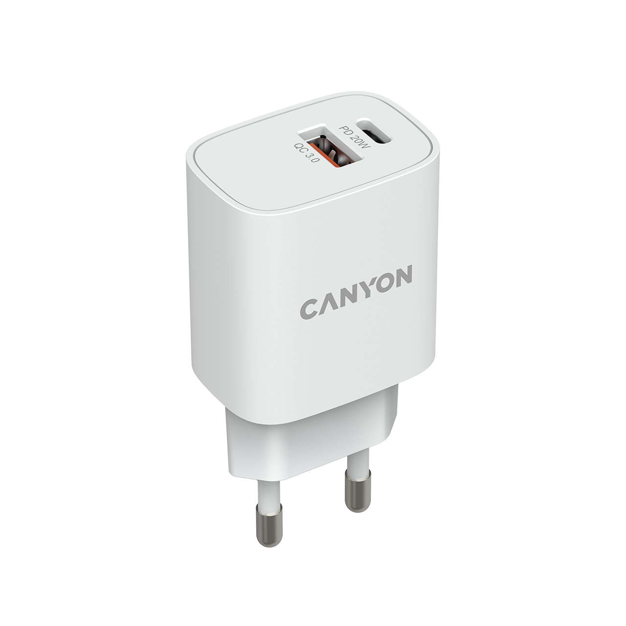

Сетевое зарядное устройство Canyon H-20-04 20W, USB, USB type-C, Quick Charge, PD, 3A, белый (CNE-CHA20W04), H-20-04
