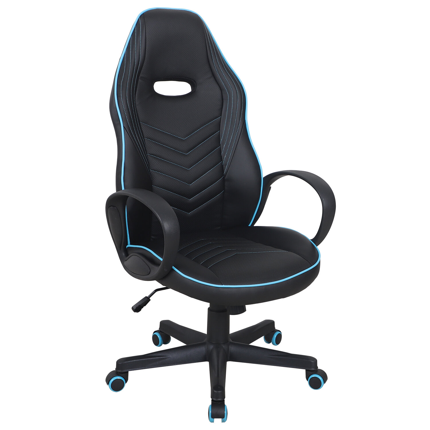 Кресло игровое Brabix Flame GM-004, черный/голубой (532498)