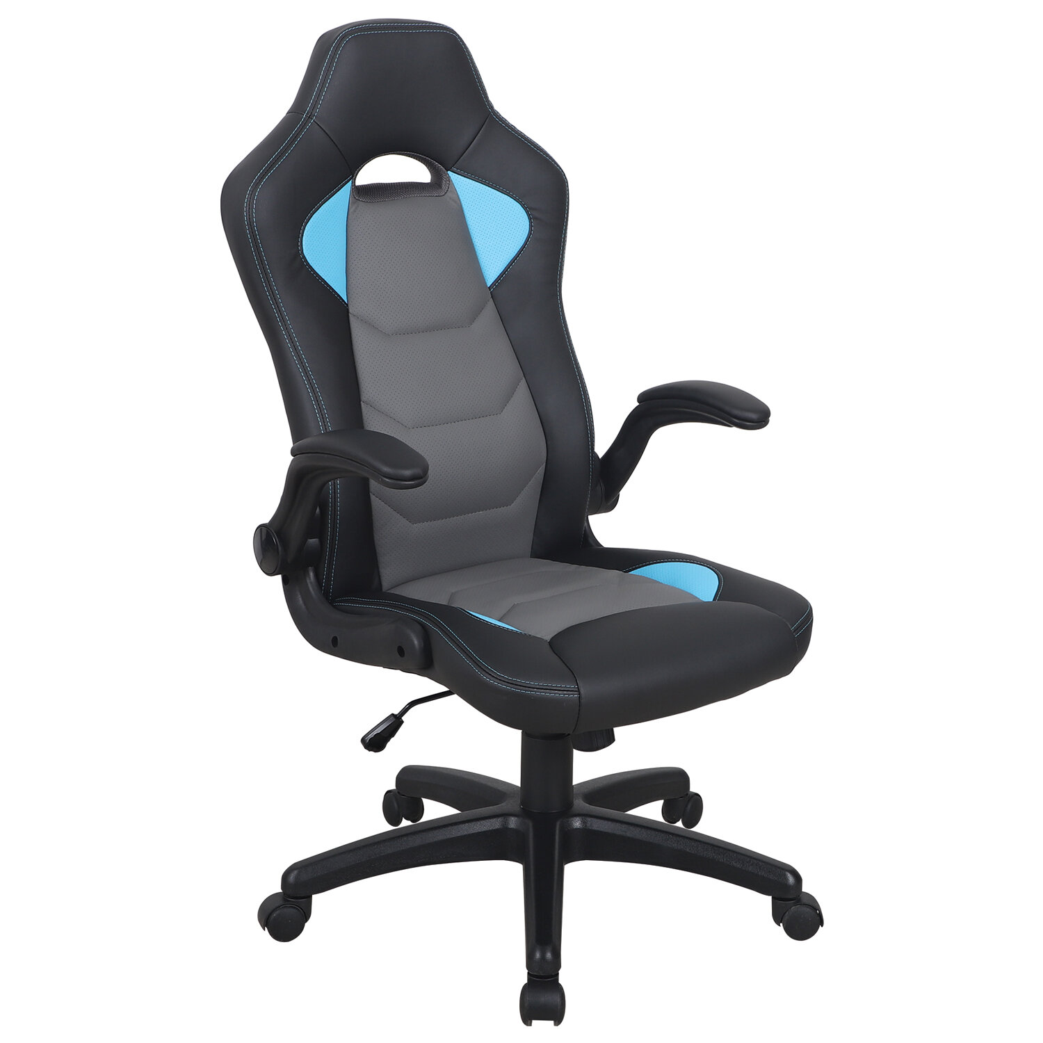 Кресло игровое Brabix Skill GM-005, черный/голубой (532497)