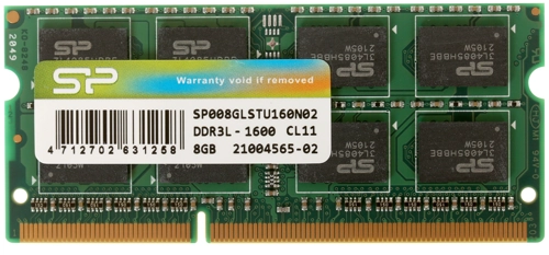 Память DDR3L SODIMM 8Gb, 1600MHz Silicon Power (SP008GLSTU160N02)