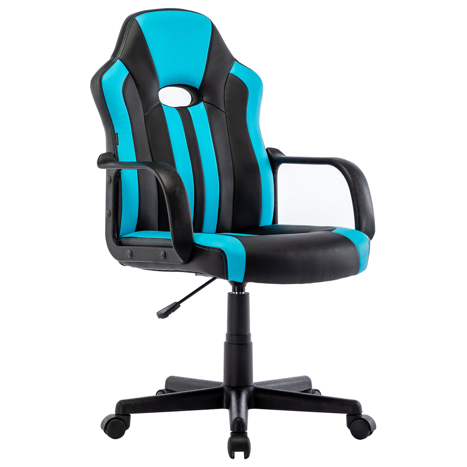 Кресло игровое Brabix Stripe GM-202, черный/голубой (532509)