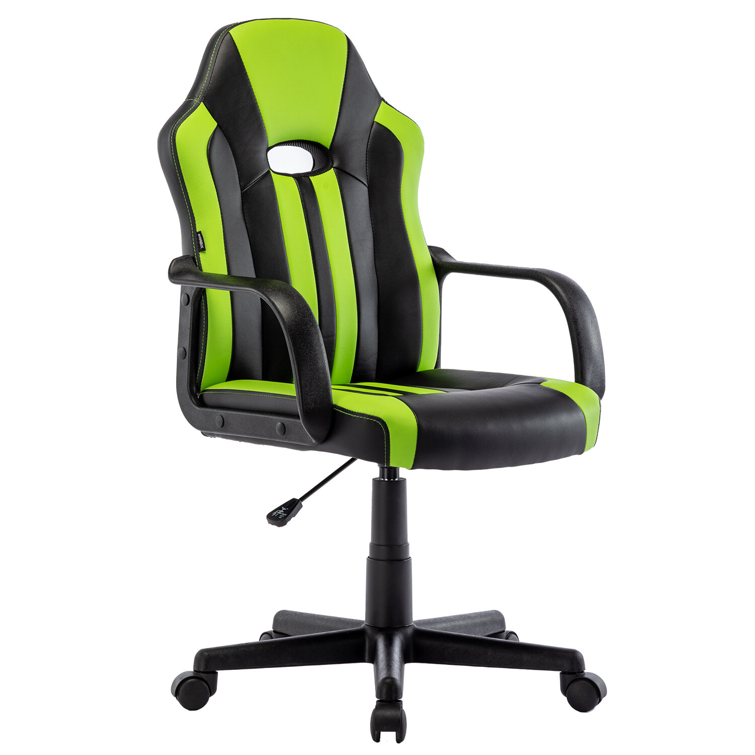 Кресло игровое Brabix Stripe GM-202, черный/зеленый (532511)