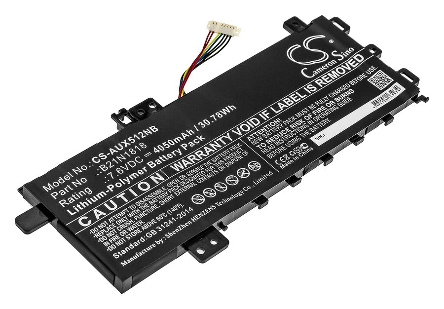 

Аккумуляторная батарея CameronSino CS-AUX512NB для Asus X512da, VivoBook 17 F712FA, VivoBook 15 X512UA, 7.6V, 4050mAh, черный, CS-AUX512NB