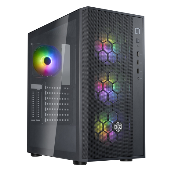 Корпус SilverStone FARA R1 PRO V2, ATX, Midi-Tower, 2xUSB 3.0, RGB подсветка, черный, без БП (SST-FAR1B-PRO-V2)