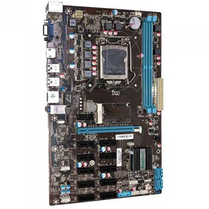 Материнская плата Esonic BTC-Gladiator, Socket1151, Intel B250, 2xDDR3, PCI-Ex16, 4SATA3, 5.1-ch, 1x1000 Мбит/с, 4 USB 3.0, VGA, HDMI, ATX, Retail 80533 - фото 1