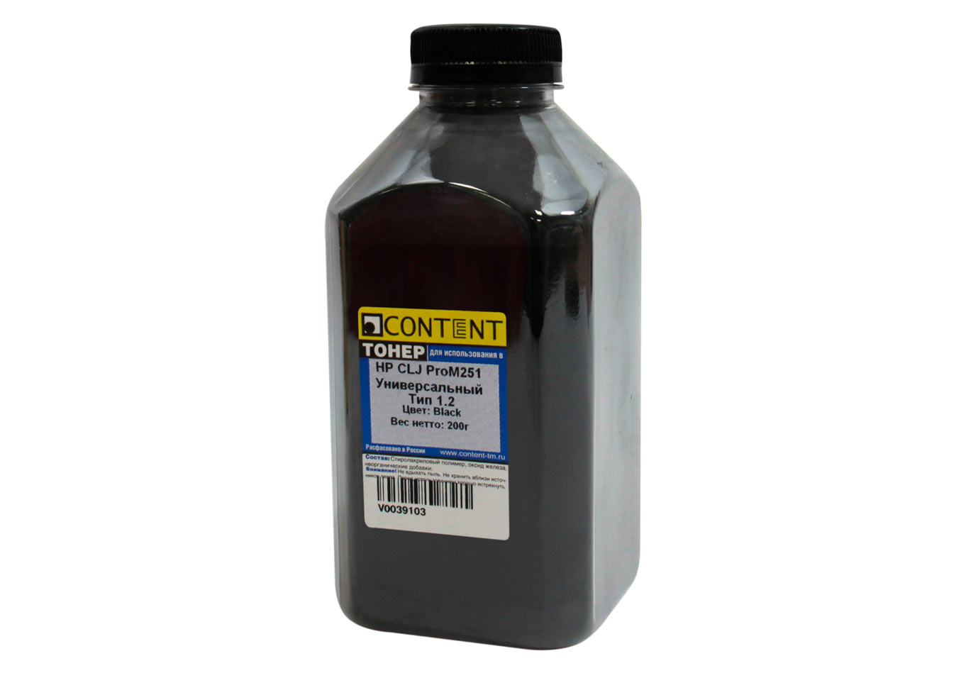 Тонер Content Тип 1.2, бутыль 200 г, черный, совместимый для CLJ Pro M251, универсальный (V0039103)