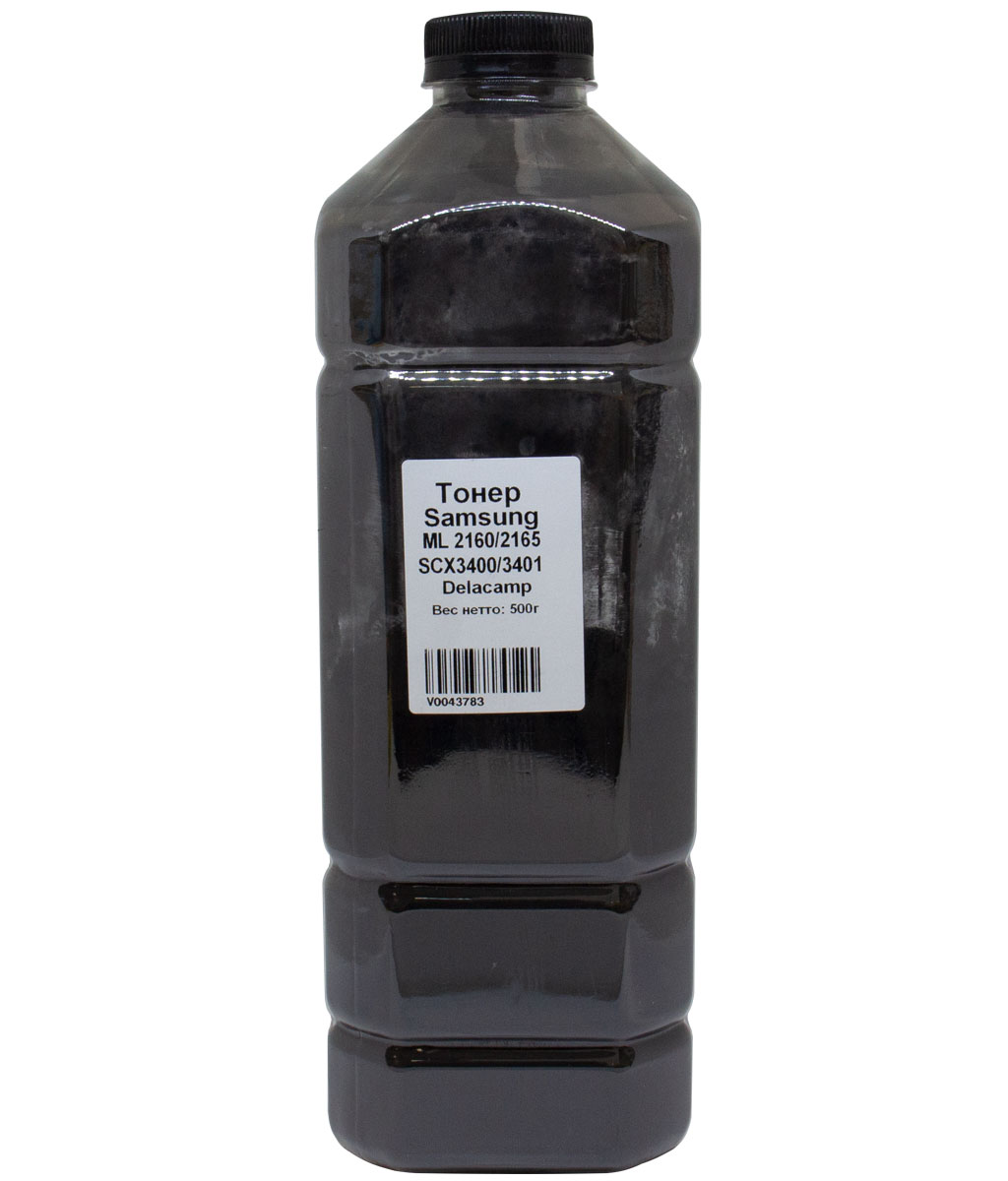 Тонер Delacamp, бутыль 500 г, черный, совместимый для Samsung ML-2160/2165, SCX-3400/3401 (V0043783)