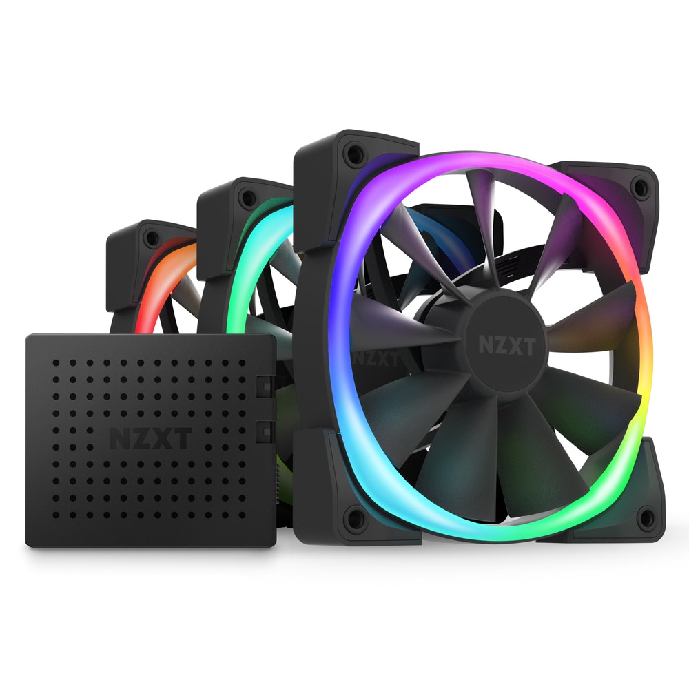 

Набор из 3 вентиляторов NZXT Aer RGB 2 120mm Triple Starter Pack, 120мм, 1500rpm, 33 дБ, 4-pin PWM, 3шт, RGB (HF-2812C-TB), Aer RGB 2 120mm Triple Starter Pack