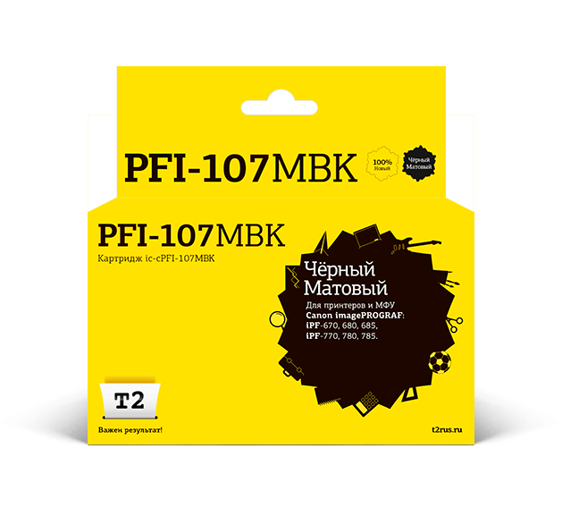 

Картридж струйный T2 IC-CPFI-107MBK (PFI-107MBK/6704B001), черный матовый, совместимый, для Canon imagePROGRAF iPF-670/680/685/770/780/785