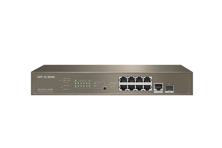 

Коммутатор IP-COM, управляемый, кол-во портов: 8x1 Гбит/с, кол-во SFP/uplink: combo RJ-45/SFP 1x1 Гбит/с, установка в стойку, PoE: 8x30Вт (макс. 130Вт) (G5310P-8-150W)