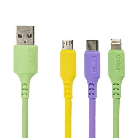 

Кабель USB-Micro USB/USB Type-C/Lightning 8-pin, 1м, зеленый SONNEN ( 513562)