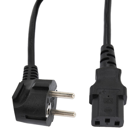 

Кабель питания IEC-320-C13-Schuko (Euro)(M) угловая вилка/прямой штекер, 16A, 1.8м, черный SONNEN (513563)