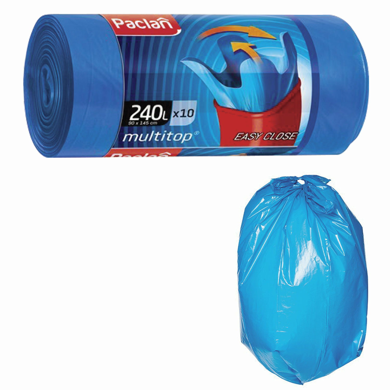 

Мешки для мусора PACLAN Multitop 240л, 10шт., синий (134451)
