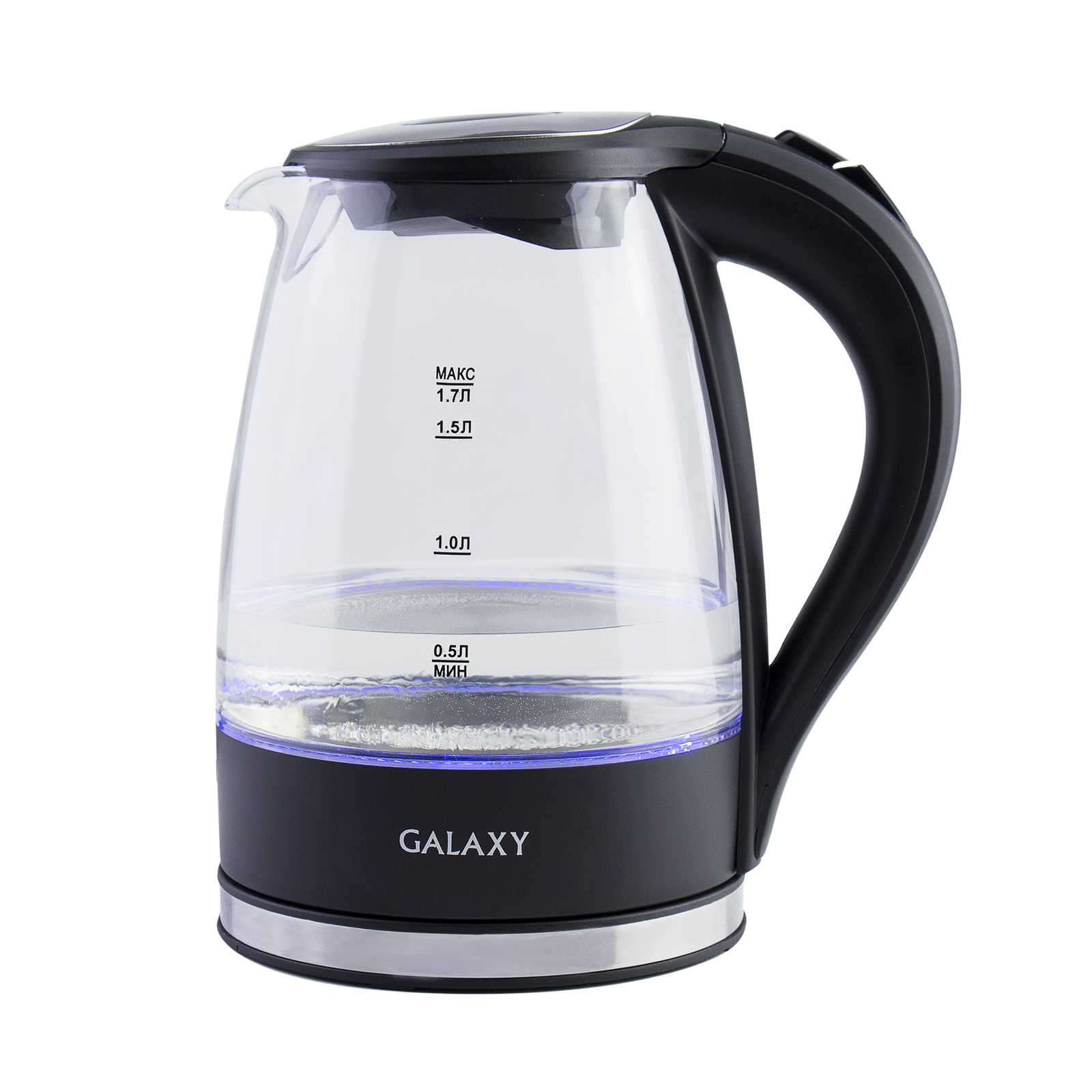 

Чайник GALAXY GL0552 1.7л. 2200Вт, термостойкое стекло, черный (ГЛ0552), GL0552