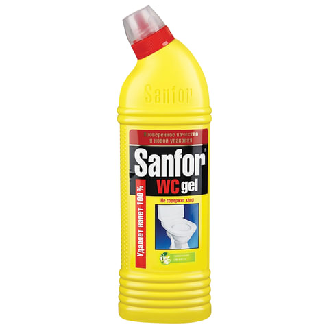 

Гель для уборки туалета SANFOR WC Лимонный фреш, 1л (1954), Лимонный фреш