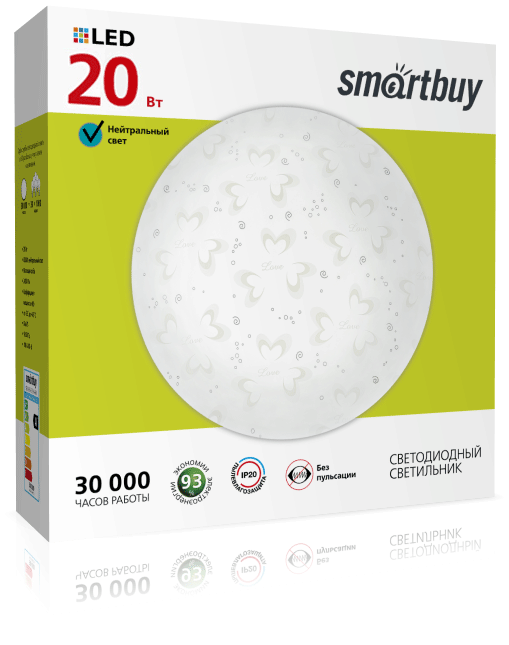 

Светильник потолочный светодиодный Mood, 20Вт, 6000K, 1200лм, IP20, SMARTBUY (SBL-MD-20-W-6K), Mood