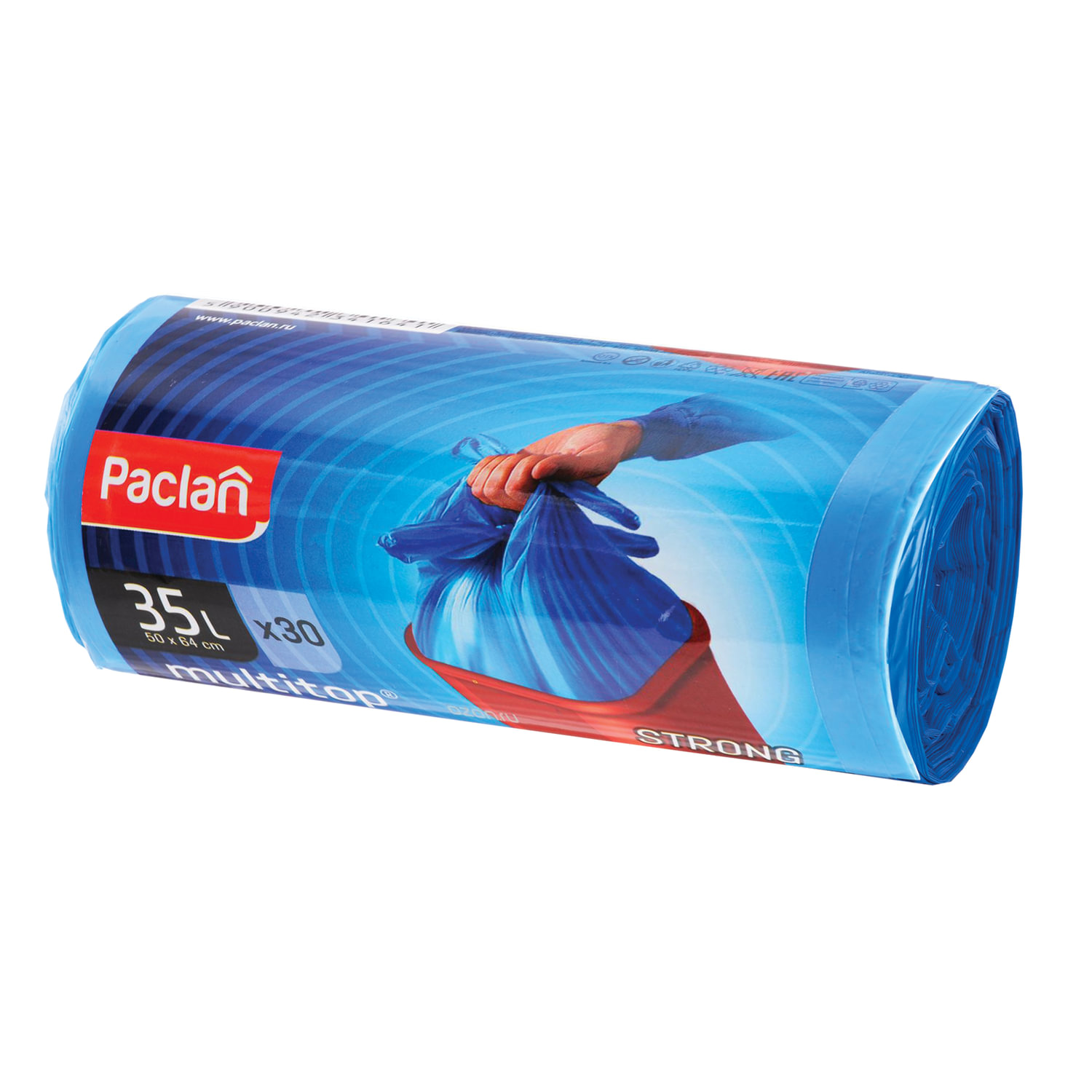 

Мешки для мусора PACLAN Multitop 35л, 30шт., синий (600819), 0