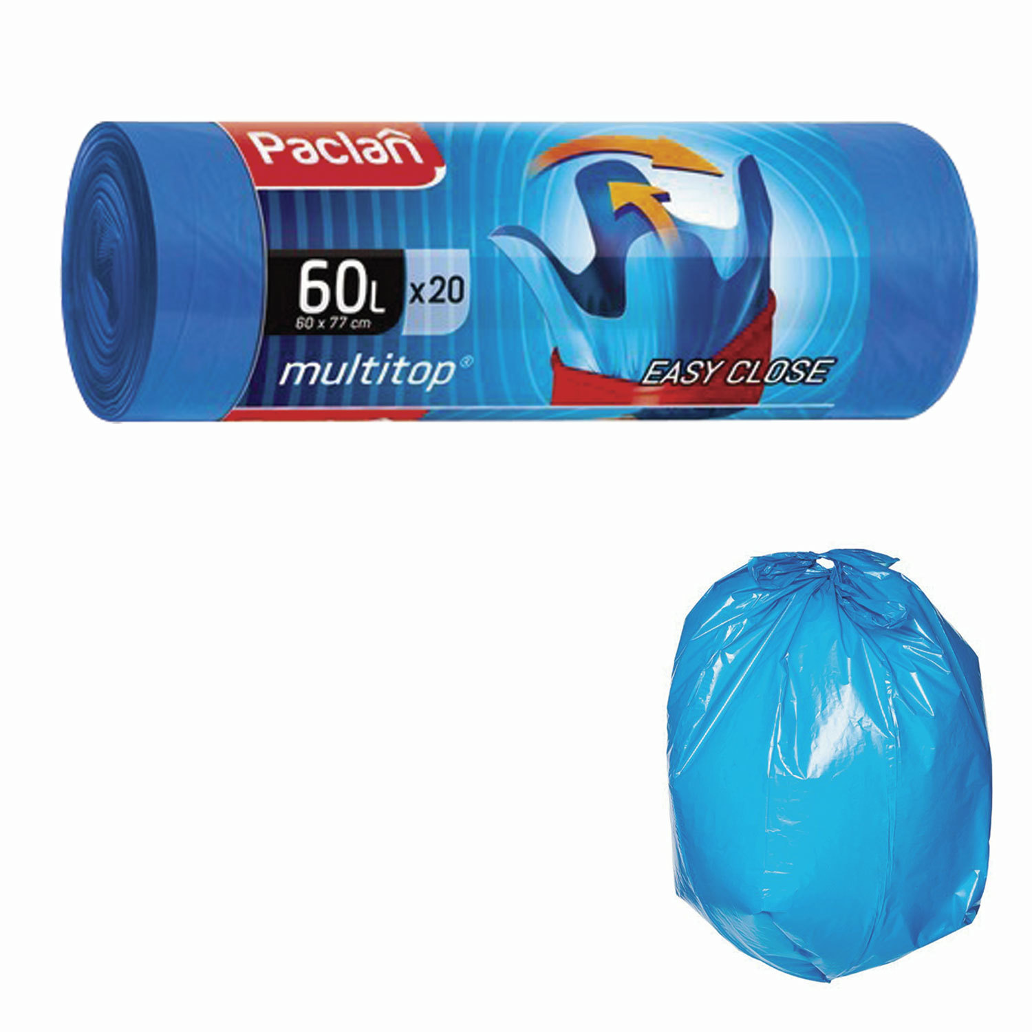 

Мешки для мусора PACLAN Multitop 60л, 20шт., синий (402092), 0