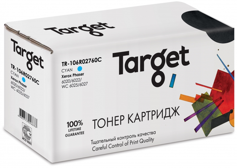 Картридж лазерный Target TR-106R02760C (106R02760 ), голубой, 1000 страниц, совместимый для Xerox Phaser 6020/6022,WC6025/6027 с чипом