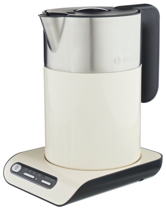 

Чайник электрический Bosch Styline TWK8617P 1.5л. 2.4 кВт, металл/пластик (двойные стенки), черный/бежевый/серебристый (TWK8617P), TWK8617P