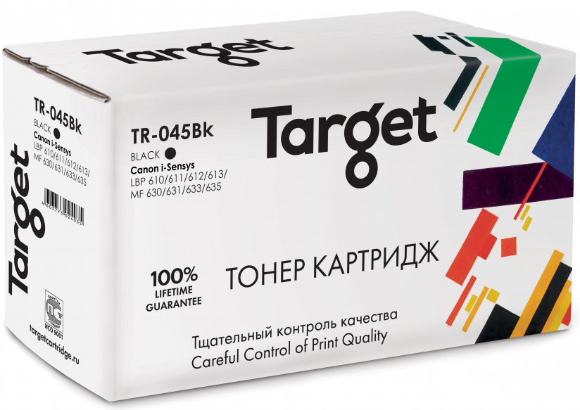 

Картридж лазерный Target TR-045Bk (045BK), черный, 1400 страниц, совместимый для Canon i-SENSYS LBP 610C/MF630C с чипом