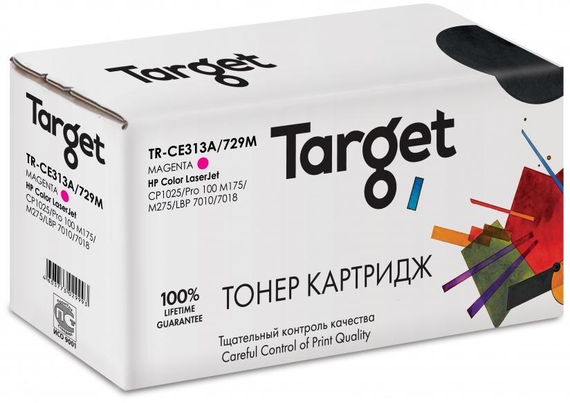 

Картридж лазерный Target TR-CE313A/729M (№126A/729M/CE313A ), 1000 страниц, совместимый для Canon LJ CP1025/LBP-7010/7018 с чипом, Пурпурный