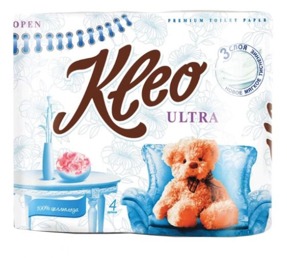 

Бумага туалетная KLEO Ultra, слоев: 3, листов 160шт., длина 20м, белый, 4шт. (C86), 0