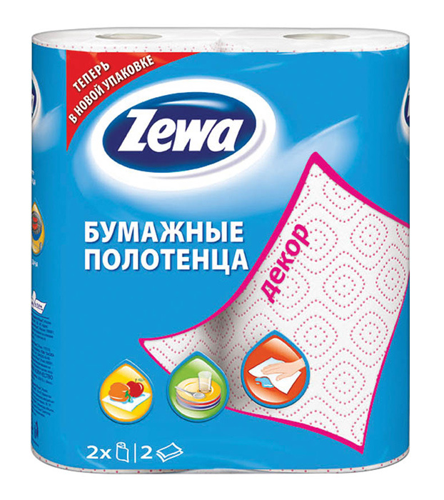 

Полотенца бумажные Zewa, слоев: 2, длина 14м, белый, 2шт. (144087)