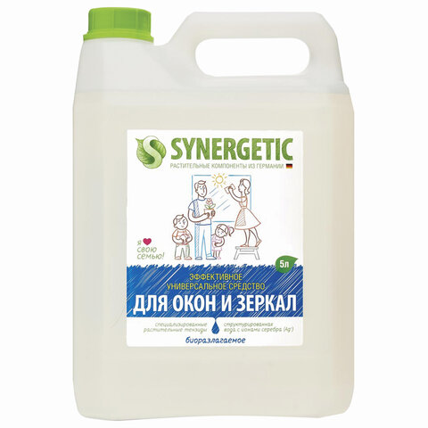 Жидкость для мытья стекол и зеркал SYNERGETIC, 5 л (96)