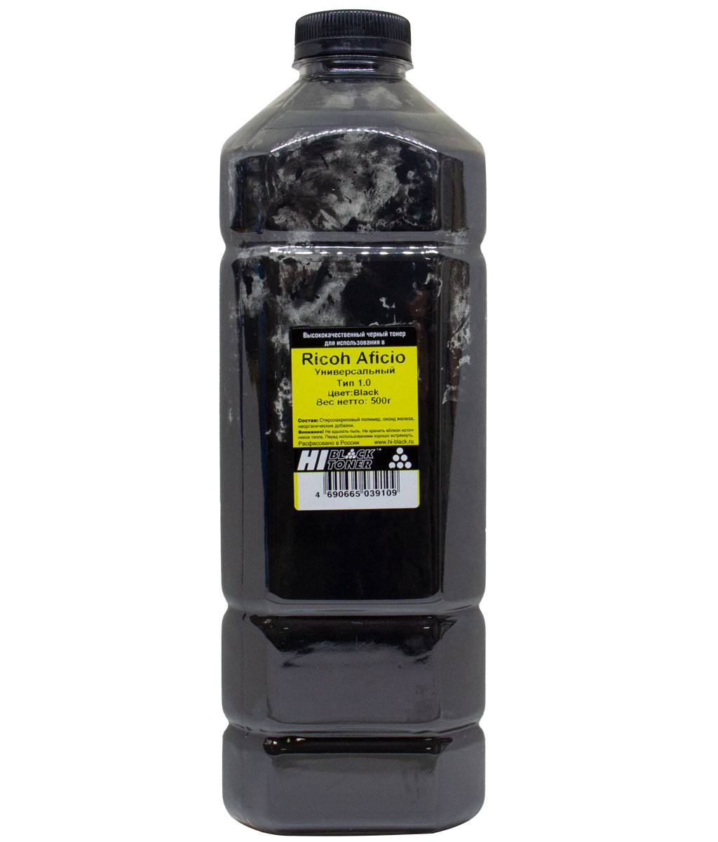 Тонер Hi-Black Тип 1.0, бутыль 500 г, черный, совместимый для Ricoh Aficio SP-C220/221/222/231/232/242/250/261DNw/311/312/320, Ipsio SP-C241/251/310/320/341/342, универсальный (20111801)