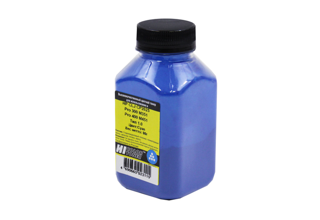 Тонер Hi-Color Тип 1.0, бутыль 80 г, голубой, совместимый для Canon Color LJ CP2025, CM2320nf, Pro 300 Color M351dn, 400 Color M451dn, i-Sensys LBP-7200Cdn (101010821)