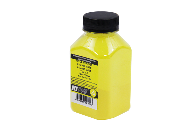 Тонер Hi-Color Тип 1.0, бутыль 80 г, желтый, совместимый для Canon Color LJ CP2025, CM2320nf, Pro 300 Color M351dn, 400 Color M451dn, i-Sensys LBP-7200Cdn (101010841)