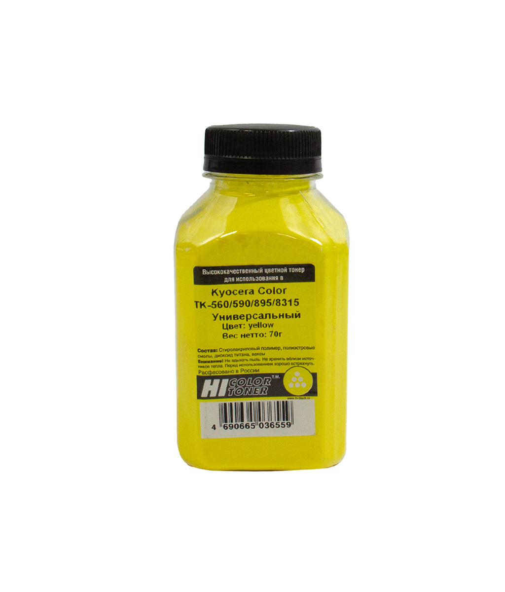 Тонер Hi-Color, бутыль 70 г, желтый, совместимый для Kyocera FS-C5250DN/5150DN/2026MFP/2126MFP/2526MFP/8020MFP/8520MFP/8525MFP, FS-2626MFP (4010715508235)