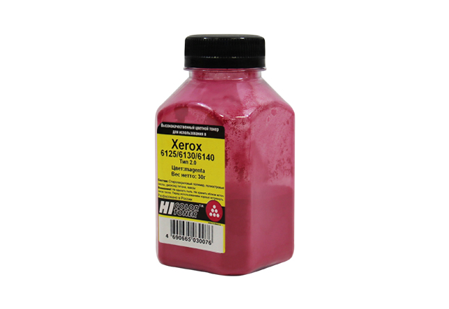 Тонер Hi-Color Тип 2.0, бутыль 30 г, пурпурный, совместимый для Xerox Phaser 6125/6130/6140 (20111324)