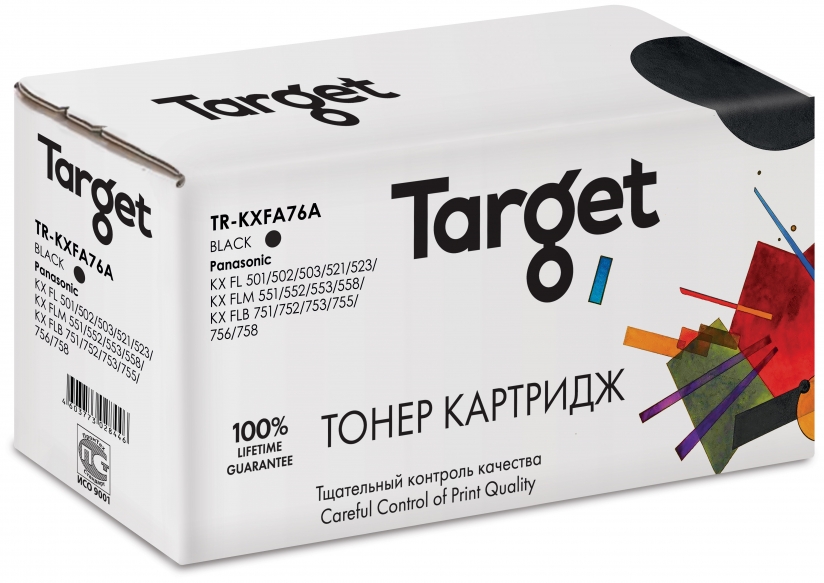 Картридж лазерный Target TR-KXFA76A (KX-FA76A), черный, 2000 страниц, совместимый для Panasonic KX-FL 501/502/521/B751/M553 с чипом
