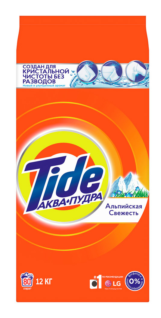 

Стиральный порошок TIDE Альпийская Свежесть, для белого белья, 12кг, автомат (81722966), Альпийская Свежесть