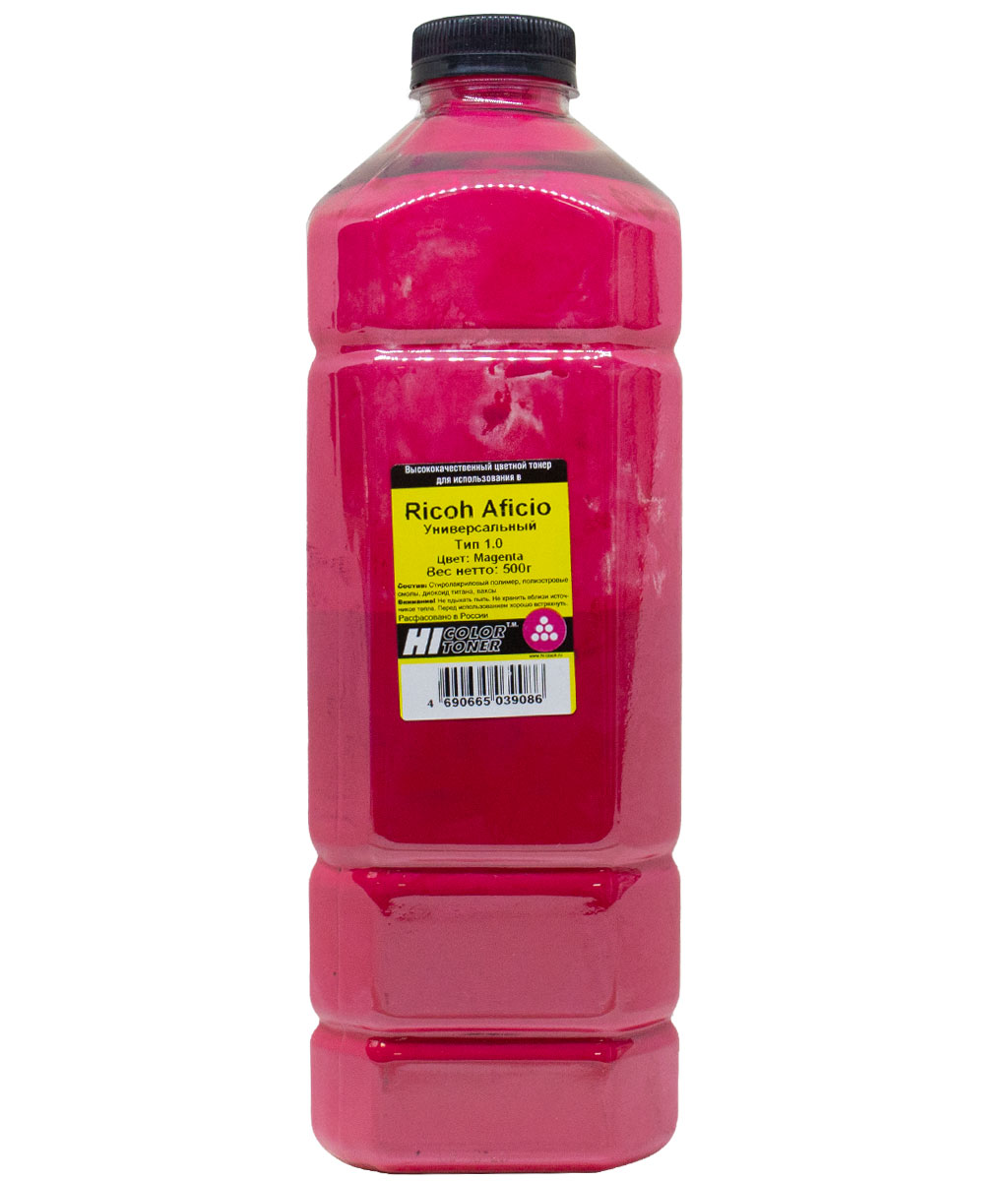 Тонер Hi-Color Тип 1.0, бутыль 500 г, пурпурный, совместимый для Ricoh Aficio SP-C220/221/222/231/232/242/250/261DNw/311/312/320, Ipsio SP-C241/251/310/320/341/342, универсальный (20111821)