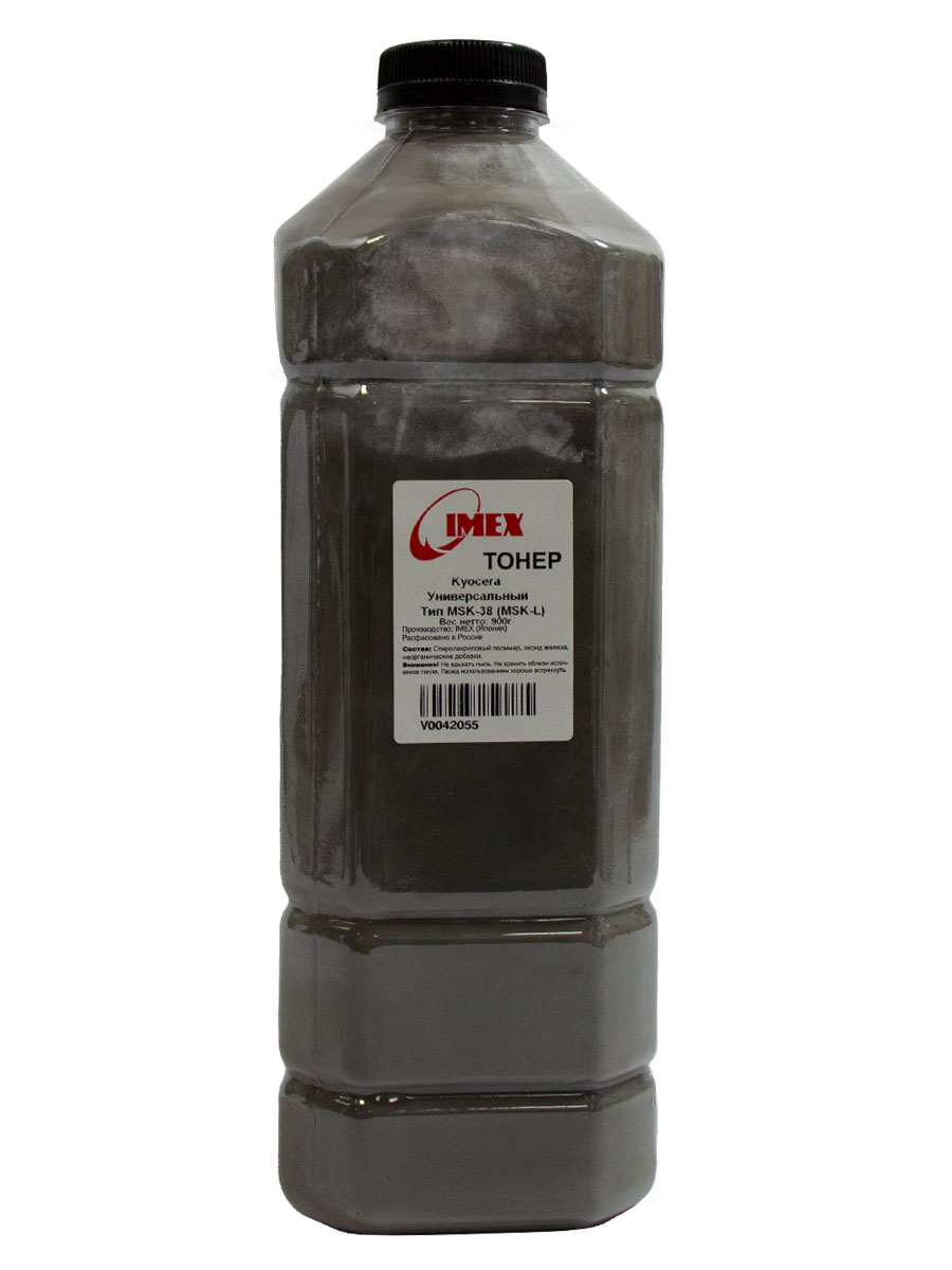 Тонер Imex Тип MSK-38 (MSK-L), бутыль 900 г, черный, совместимый для Kyocera универсальный FS-1026/1100/1129/1300/1320/1350/1370/2020/3920/4020/6970/9130/9530, Ecosys P2135 (V0042055)