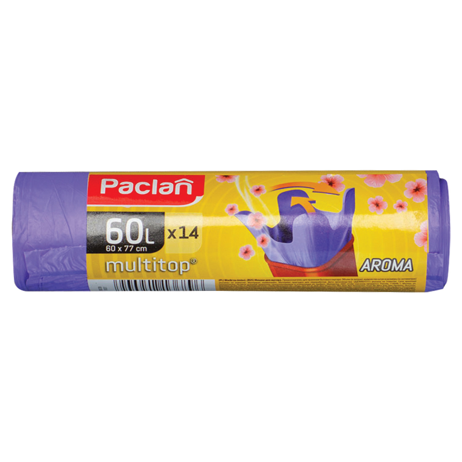

Мешки для мусора PACLAN Multitop Aroma 60л, 14шт., фиолетовый (136891), 0