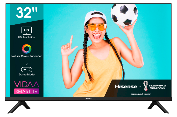 

Телевизор 32" Hisense 32A4BG, HD, 1366x768, DVB-T /T2 /C, HDMIx2, USBx2, WiFi, Smart TV, черный (32A4BG), 32A4BG