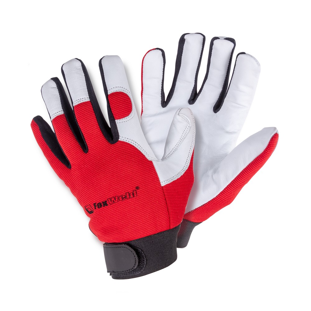 Перчатки защитные козья кожа флис-резина, для защиты рук от ОПЗ, истирания, XL, белый/красный, FoxWeld «Комфорт» (М-01)