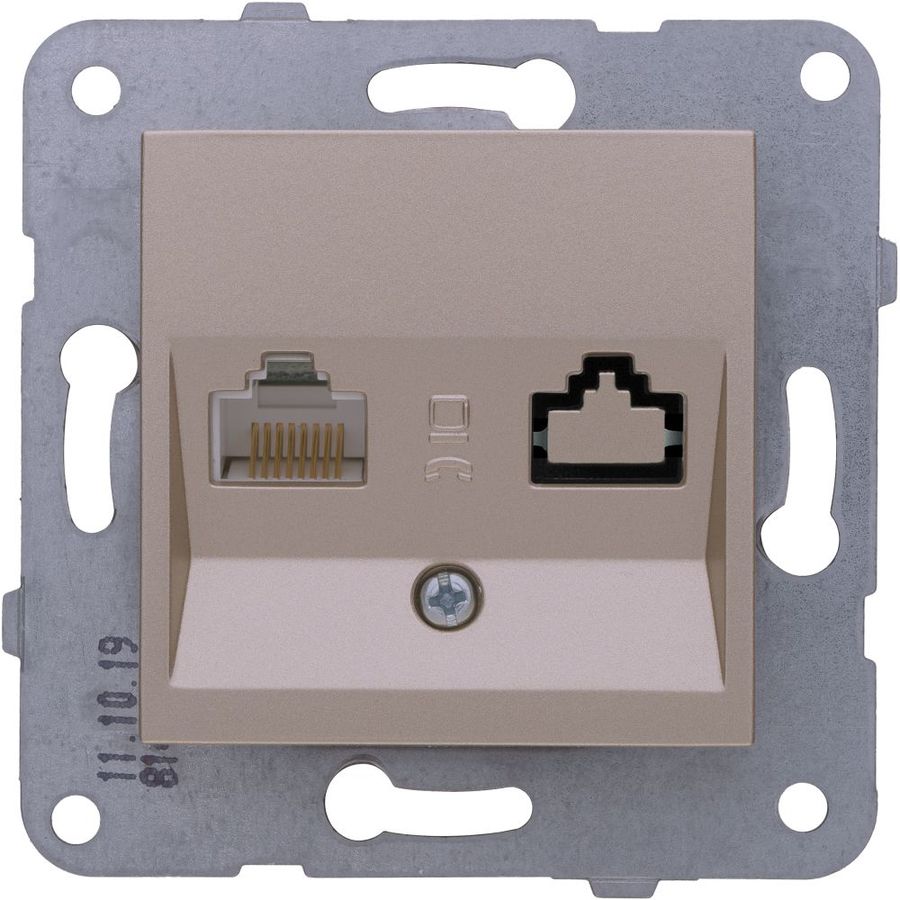 

Розетка RJ-45 скрытый монтаж категория 5e, бронзовый, PANASONIC Karre Plus & Arkedia Slim (WKTT04052BR-RU)