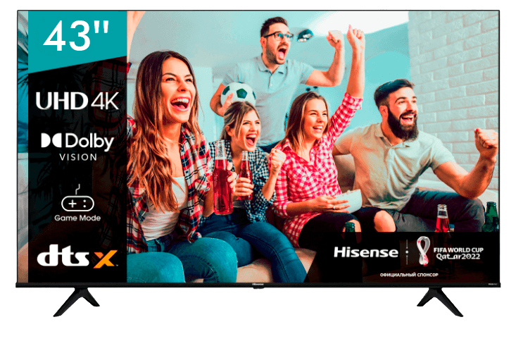 

Телевизор 43" Hisense 43A6BG, 4K, 3840x2160, DVB-T /T2 /C, HDMIx2, USBx2, WiFi, Smart TV, черный (43A6BG), 43A6BG